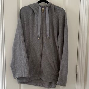 lululemon athletica Gray Zip-Up Sweater with Gold Hardware and Velour Lined